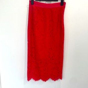 NWOT H & M high waist red lace midi date night sexy romantic pencil skirt XS
